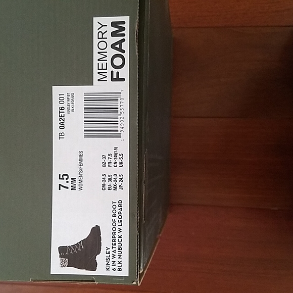 🎊HP🎊 NWT Timberland Black Kinsley w/ leopard print heeled lace-up booties 7.5 - Picture 7 of 7